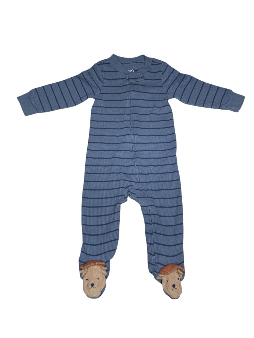 Carter's Blue Striped Footed One-Piece with Bear Motif